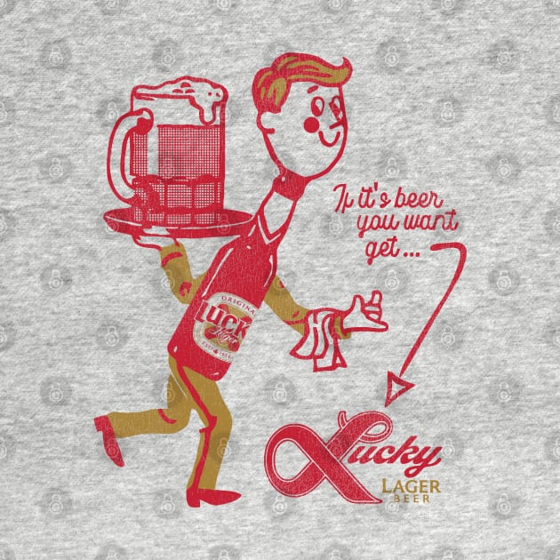 Lucky Retro Defunct Beer Man by darklordpug